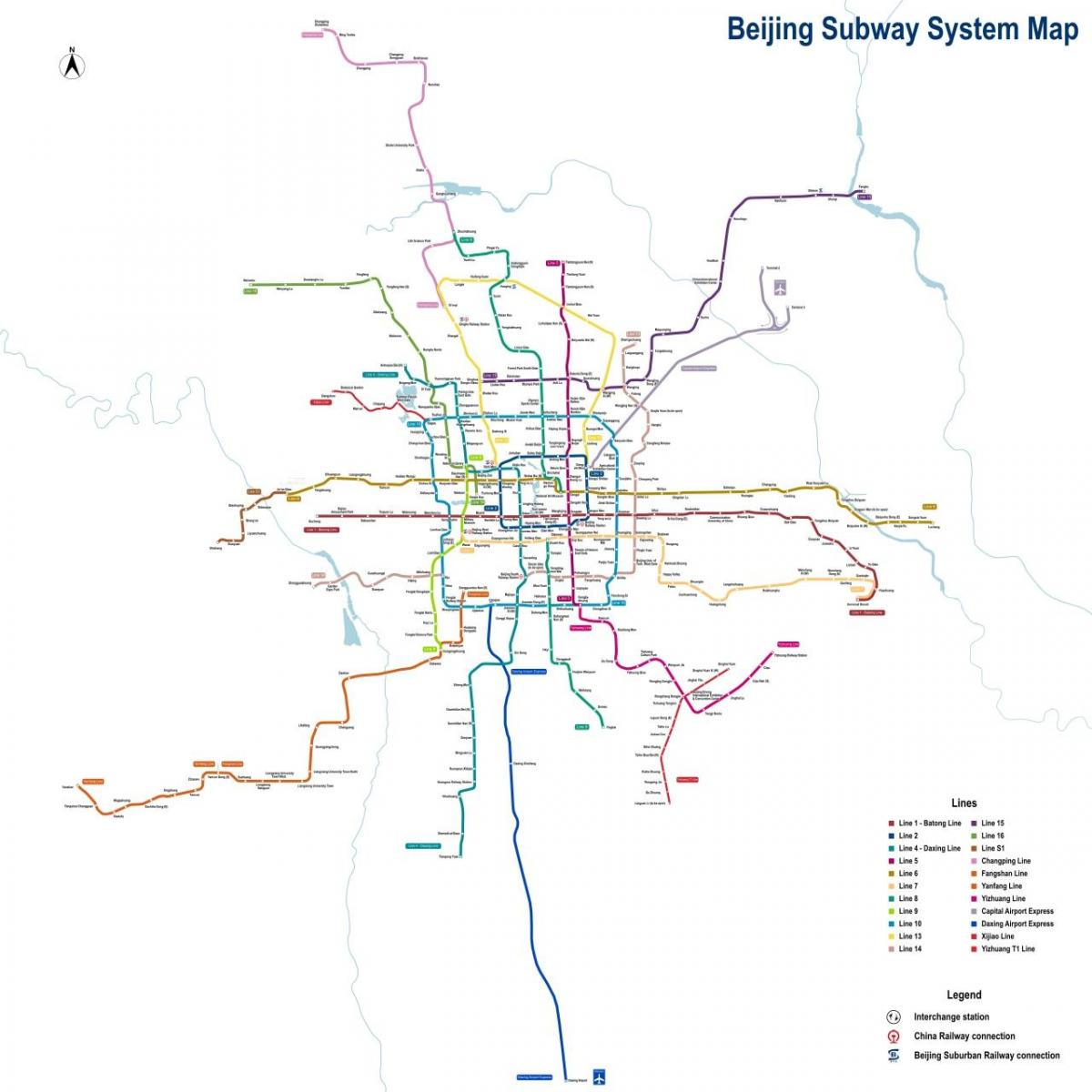 Pekin (Pekin) mapa stacji metra