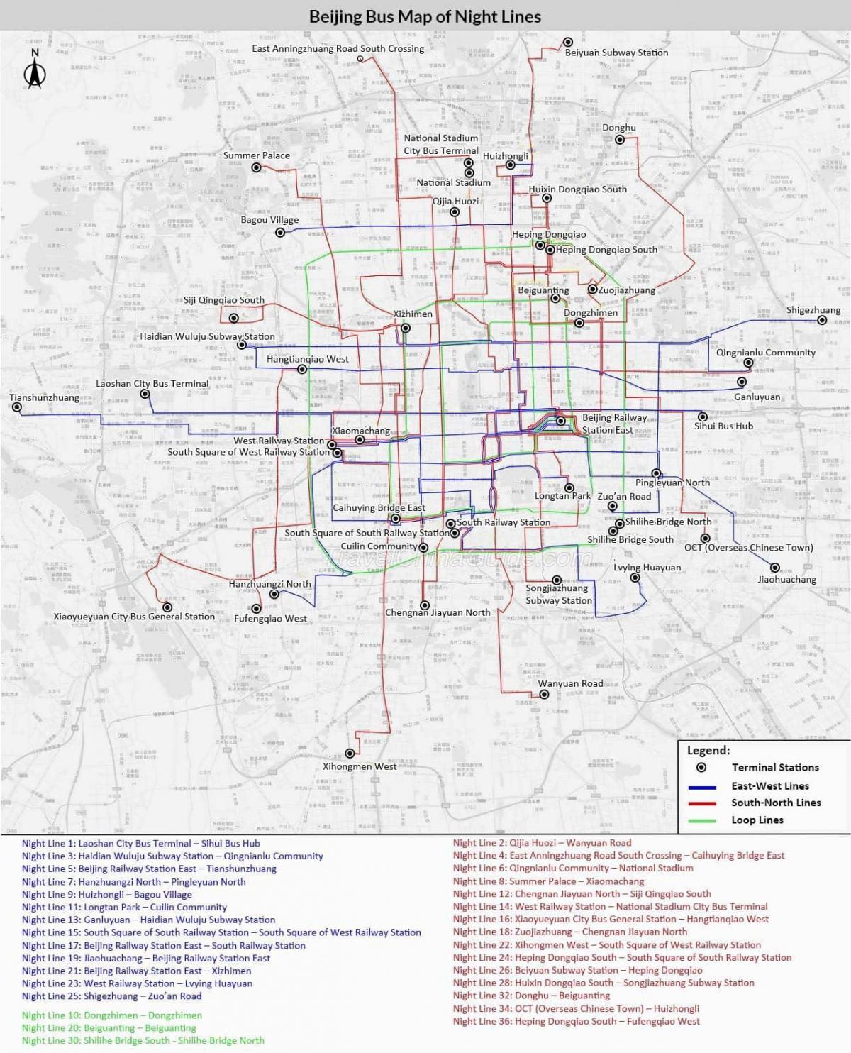 Pekin (Peking) mapa dworca autobusowego