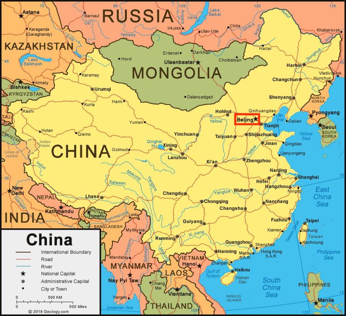 Pekin (Peking) na mapie Chin